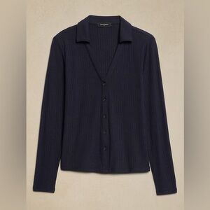Banana Republic Factory Navy Drop Needle Collared Shirt NWT